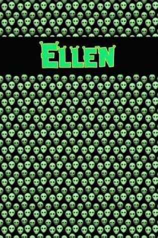 Cover of 120 Page Handwriting Practice Book with Green Alien Cover Ellen