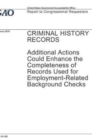 Cover of Criminal History Records