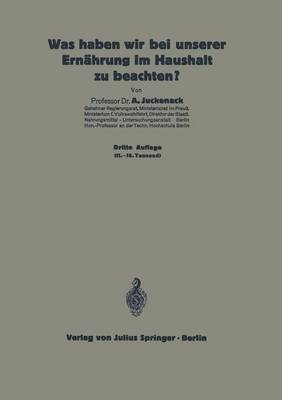 Book cover for Was Haben Wir Bei Unserer Ernahrung Im Haushalt Zu Beachten?