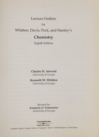 Book cover for Lecture Outline-Gen Chem 8e