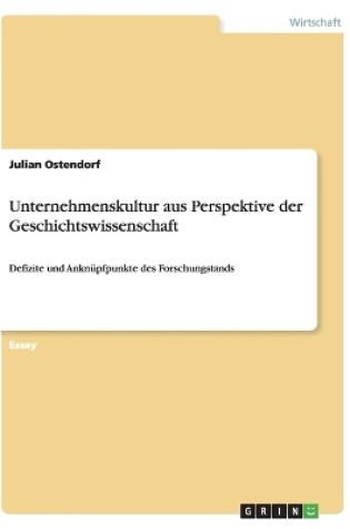 Cover of Unternehmenskultur aus Perspektive der Geschichtswissenschaft