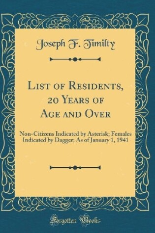 Cover of List of Residents, 20 Years of Age and Over