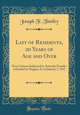 Book cover for List of Residents, 20 Years of Age and Over