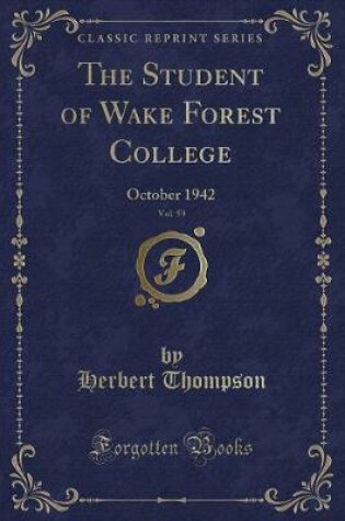 Cover of The Student of Wake Forest College, Vol. 59