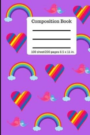Cover of Composition Book Rainbow Hearts College Ruled Lined Pages