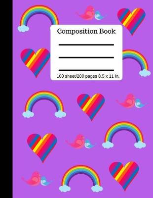 Book cover for Composition Book Rainbow Hearts College Ruled Lined Pages