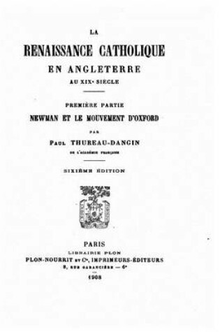 Cover of La renaissance catholique en Angleterre au XIXe siecle