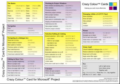 Book cover for Crazy Colour Quick Reference Card for Microsoft Project