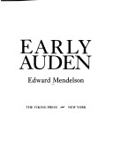 Book cover for Mendelson Edward : Early Auden