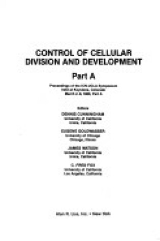 Cover of Control of Cellular Division and Development