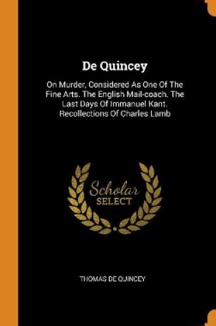 Cover of de Quincey