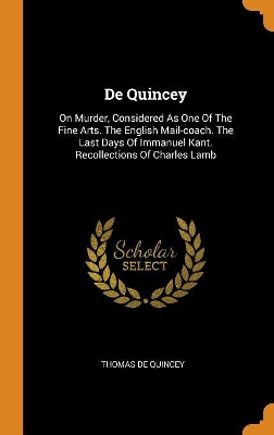 Book cover for de Quincey