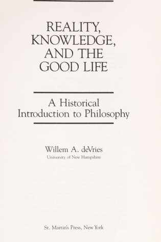 Cover of Reality, Knowledge, and the Good Life