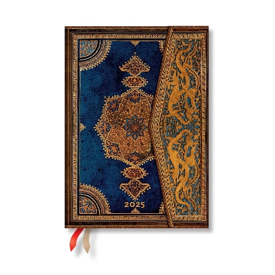 Book cover for Safavid Indigo (Safavid Binding Art) Midi 12-month Vertical Hardback Dayplanner 2025 (Wrap Closure)