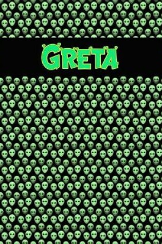 Cover of 120 Page Handwriting Practice Book with Green Alien Cover Greta