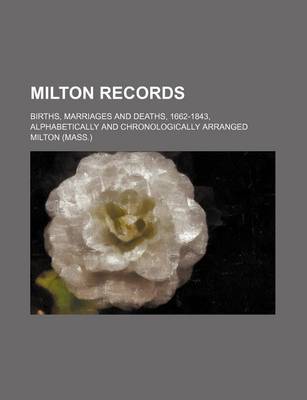 Book cover for Milton Records; Births, Marriages and Deaths, 1662-1843, Alphabetically and Chronologically Arranged