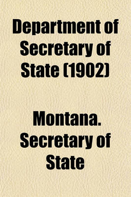 Book cover for Department of Secretary of State (1902)