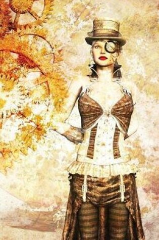 Cover of Vintage Steampunk Woman and Gears Journal Notebook, Narrow Ruled