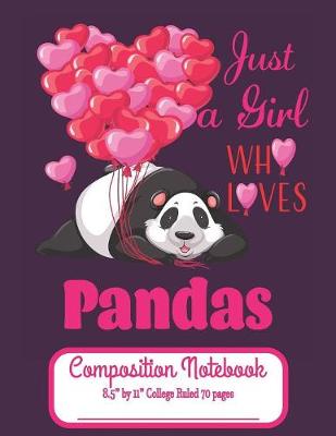 Book cover for Just A Girl Who Loves Pandas Composition Notebook 8.5" by 11" College Ruled 70 pages