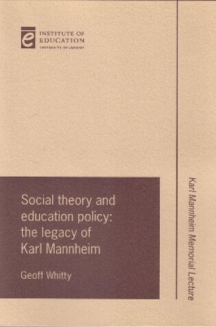 Cover of Social theory and education policy