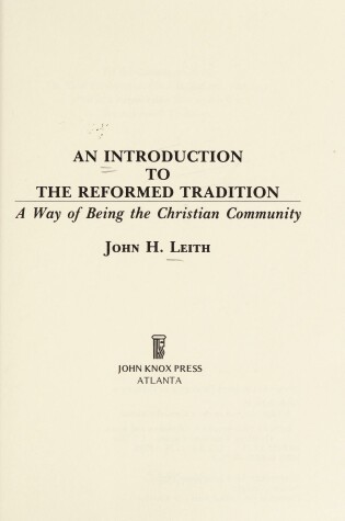 Cover of An Introduction to the Reformed Tradition