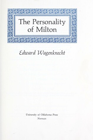 Cover of Personality of Milton