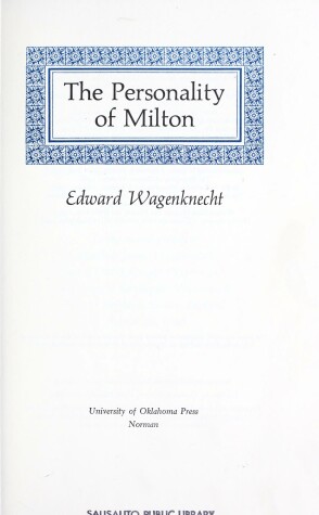 Book cover for Personality of Milton