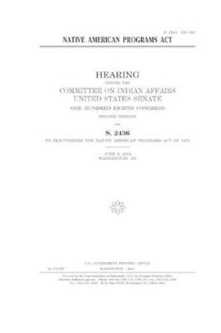 Cover of Native American Programs Act