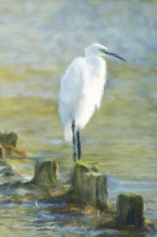 Cover of Egret on Wooden Pillar - Lined Notebook with Margins