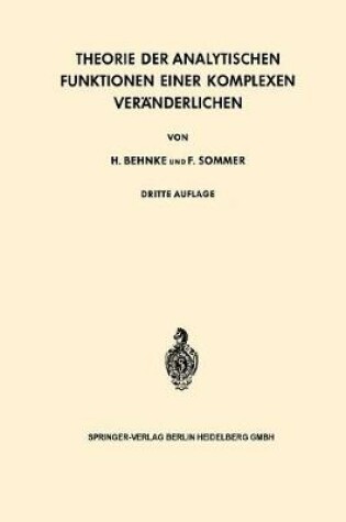 Cover of Theorie Der Analytischen Funktionen Einer Komplexen Veranderlichen