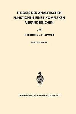 Book cover for Theorie Der Analytischen Funktionen Einer Komplexen Veranderlichen