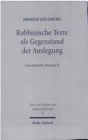 Book cover for Rabbinische Texte als Gegenstand der Auslegung