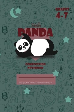 Cover of Hello Panda Primary Composition 4-7 Notebook, 102 Sheets, 6 x 9 Inch Olive Green Cover