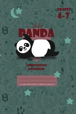 Book cover for Hello Panda Primary Composition 4-7 Notebook, 102 Sheets, 6 x 9 Inch Olive Green Cover