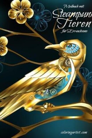 Cover of Malbuch mit Steampunk-Tieren für Erwachsene