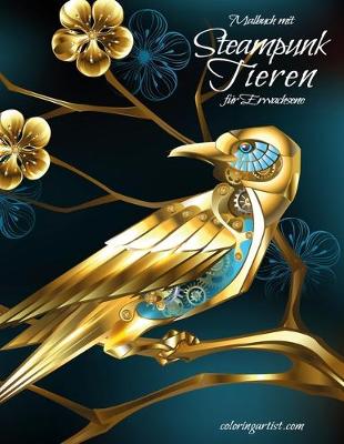 Cover of Malbuch mit Steampunk-Tieren für Erwachsene