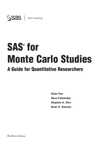 Cover of SAS(R) for Monte Carlo Studies