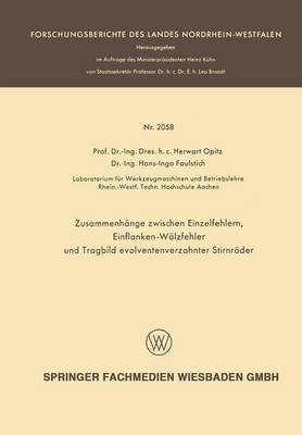 Book cover for Zusammenhange Zwischen Einzelfehlern, Einflanken-Walzfehler Und Tragbild Evolventenverzahnter Stirnrader