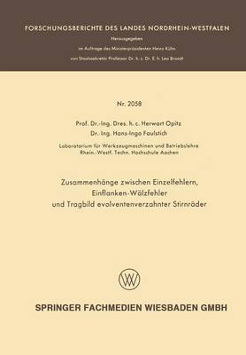 Cover of Zusammenhange Zwischen Einzelfehlern, Einflanken-Walzfehler Und Tragbild Evolventenverzahnter Stirnrader