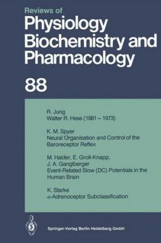 Cover of Reviews of Physiology, Biochemistry and Pharmacology 88