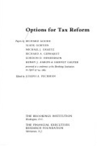 Cover of Options for Tax Reform