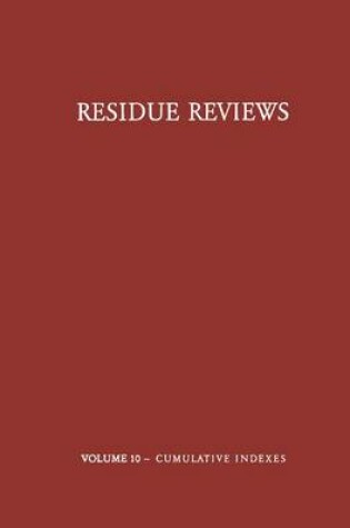 Cover of Reviews of Environmental Contamination and Toxicology 10