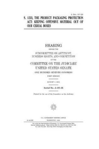 Cover of S. 1233, the Product Packaging Protection Act