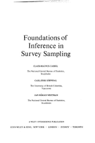 Cover of Foundations of Inference in Survey Sampling