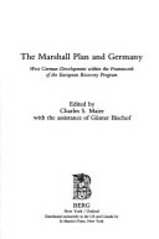 Cover of The Marshall Plan and Germany