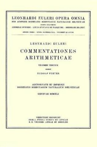 Cover of Commentationes algebraicae ad theoriam aequationum pertinentes