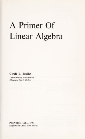 Book cover for A Primer of Linear Algebra