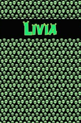 Cover of 120 Page Handwriting Practice Book with Green Alien Cover Livia