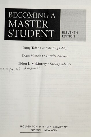 Cover of Becoming a Master Student Eleventh Edition, Custom Publication