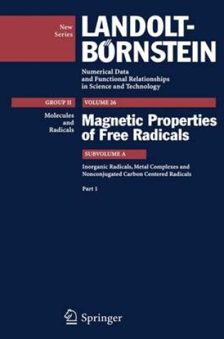 Cover of Inorganic Radicals, Metal Complexes and Nonconjugated Carbon Centered Radicals